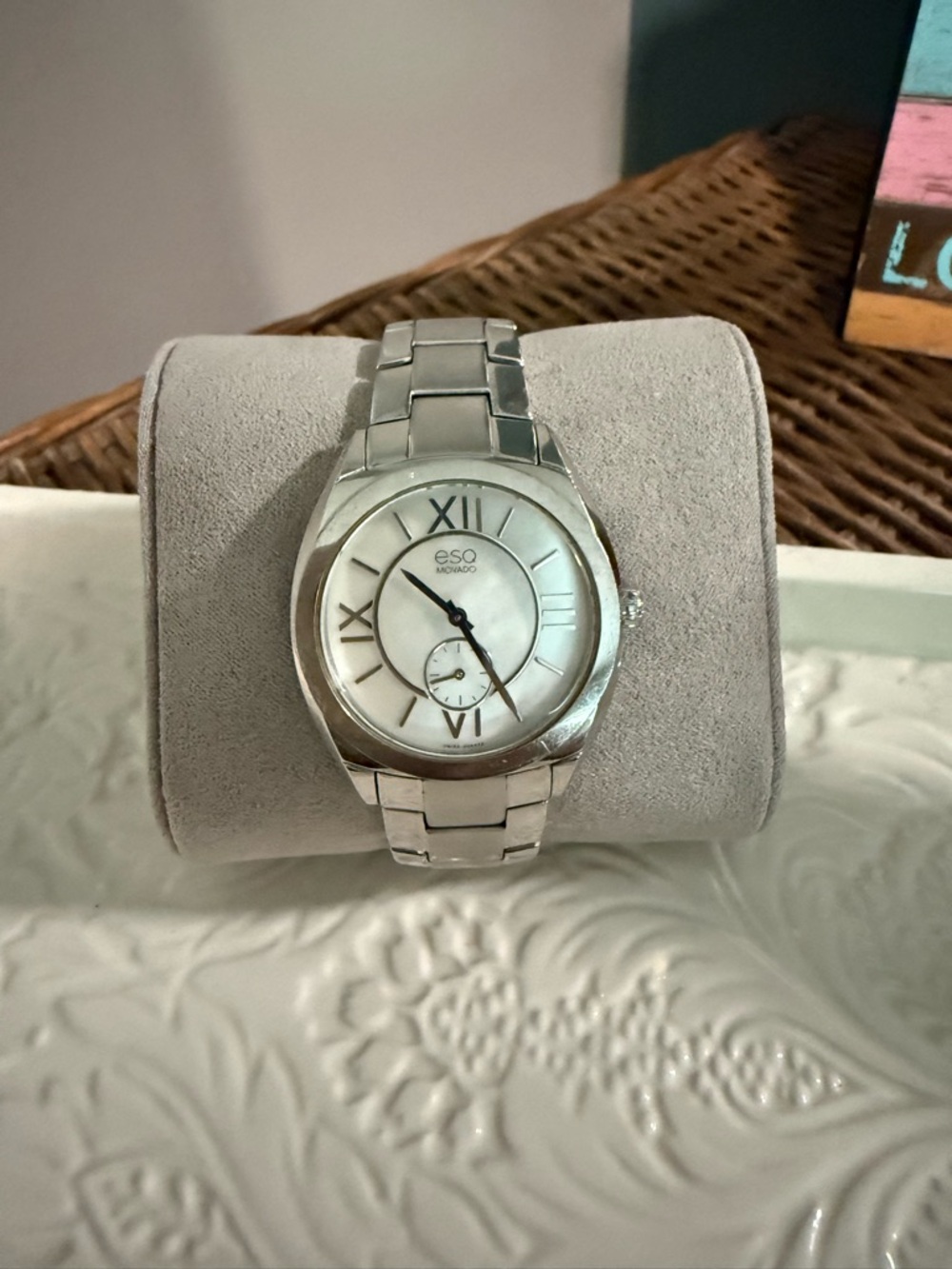 ESQ Movado Silver-Tone Mother of Pearl Dial Watch